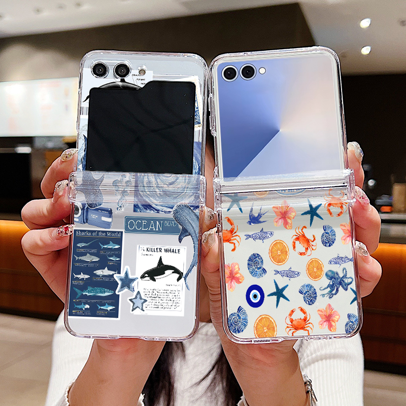 Phone Cases Z Flip 7 - Shark Star Patterned Phone Case For