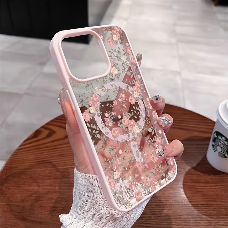 Phone Cases Pink - Pink Tiny Rose Clear Magnetic Phone