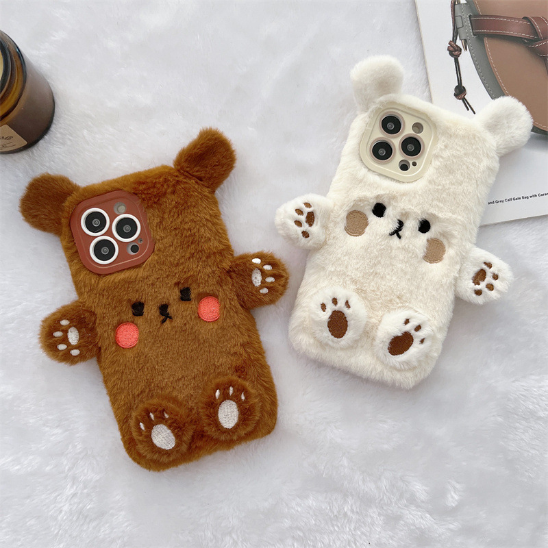 Korean 3D Cartoon Bear Fluffy  – Phone Cases 13 recenzja i cena