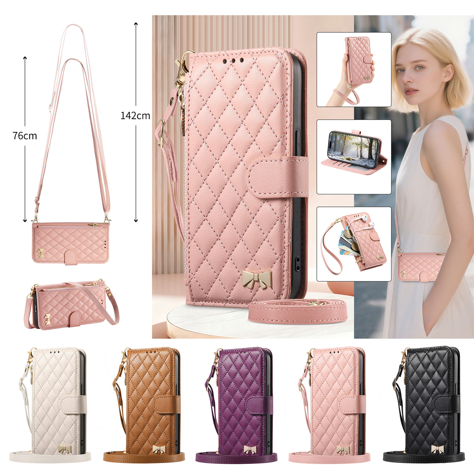 PU Leather Zipper Crossbody Wr – Phone Cases With Wallet recenzja i cena
