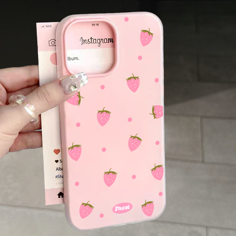 Sweet Pink Strawberry Pattern  – Phone Cases Pink recenzja i cena