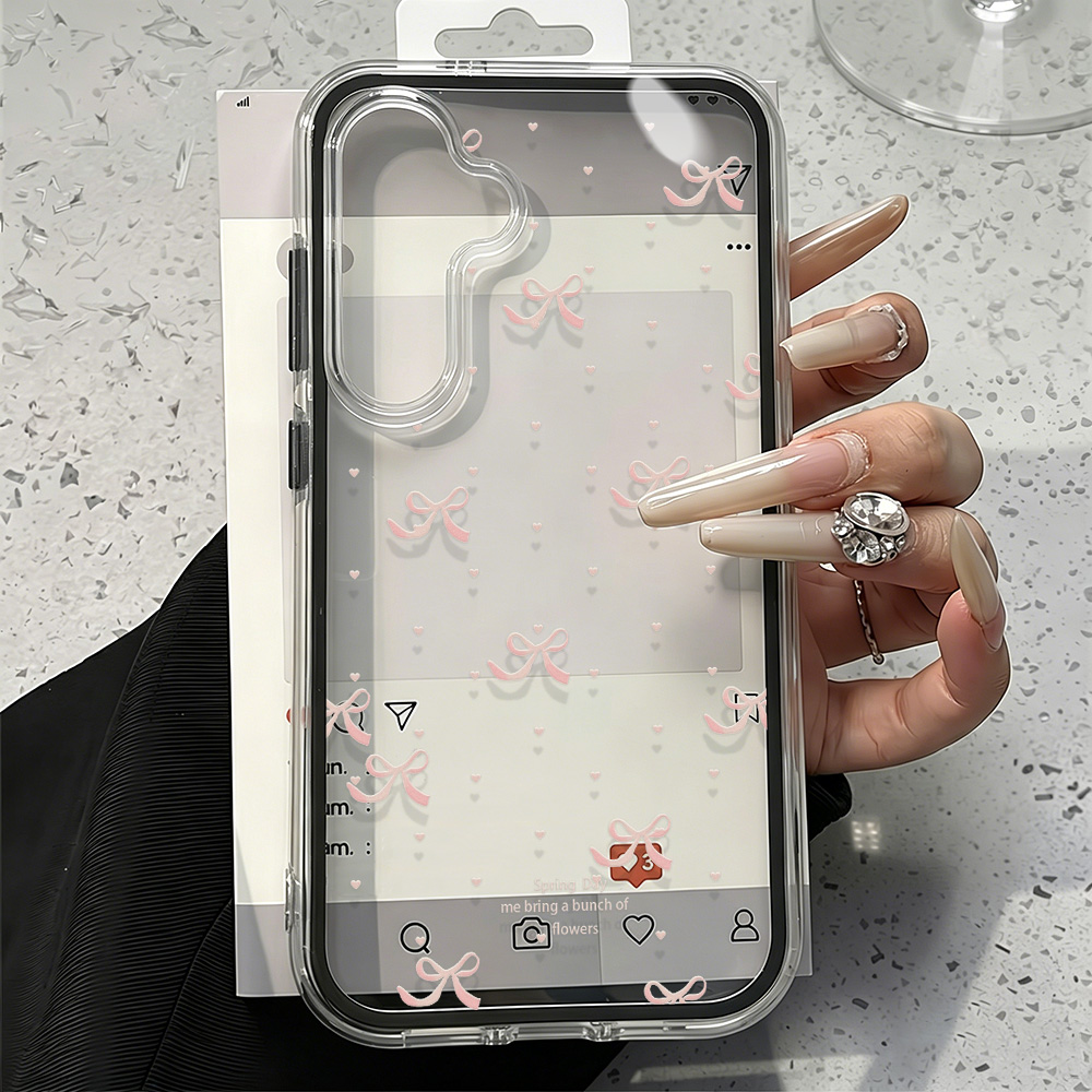 Cute Pink Bow Soft Phone Case  – Phone Cases Pink recenzja i cena
