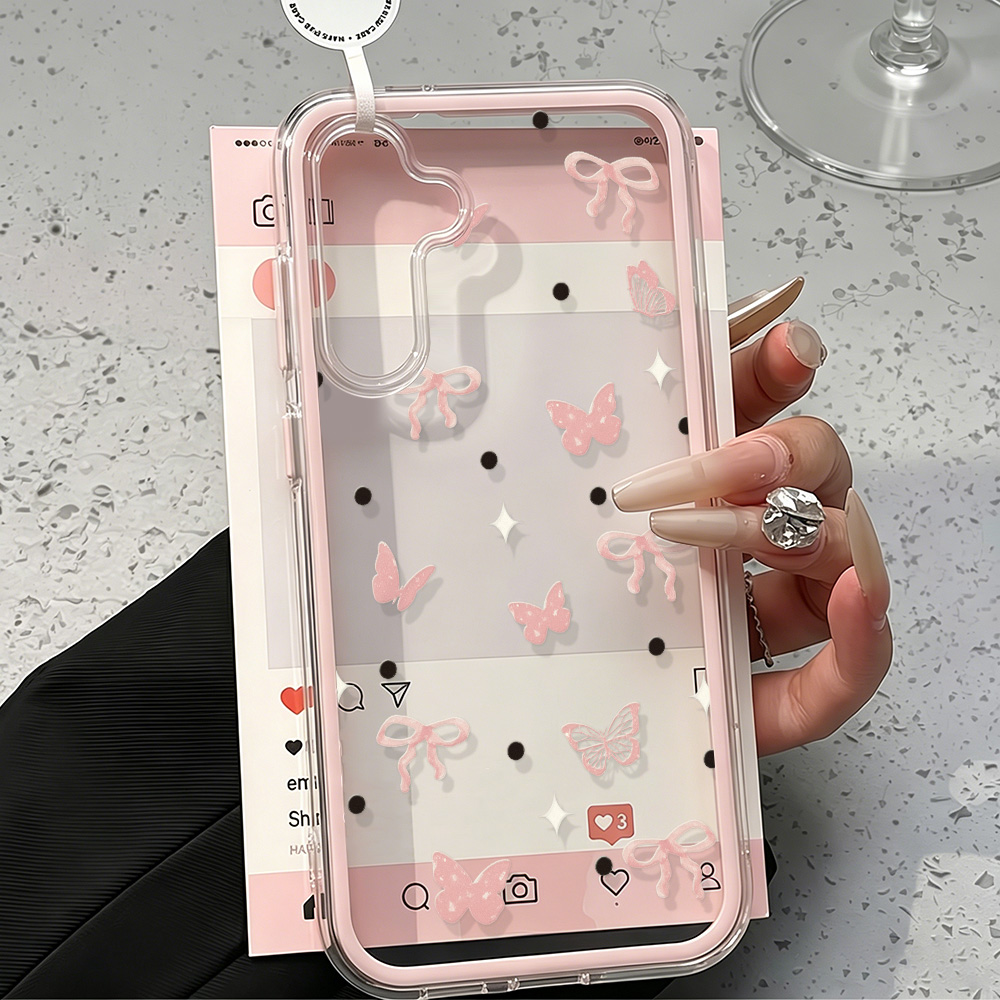 Cute Pink Bow Soft Phone Case  – Phone Cases Pink recenzja i cena