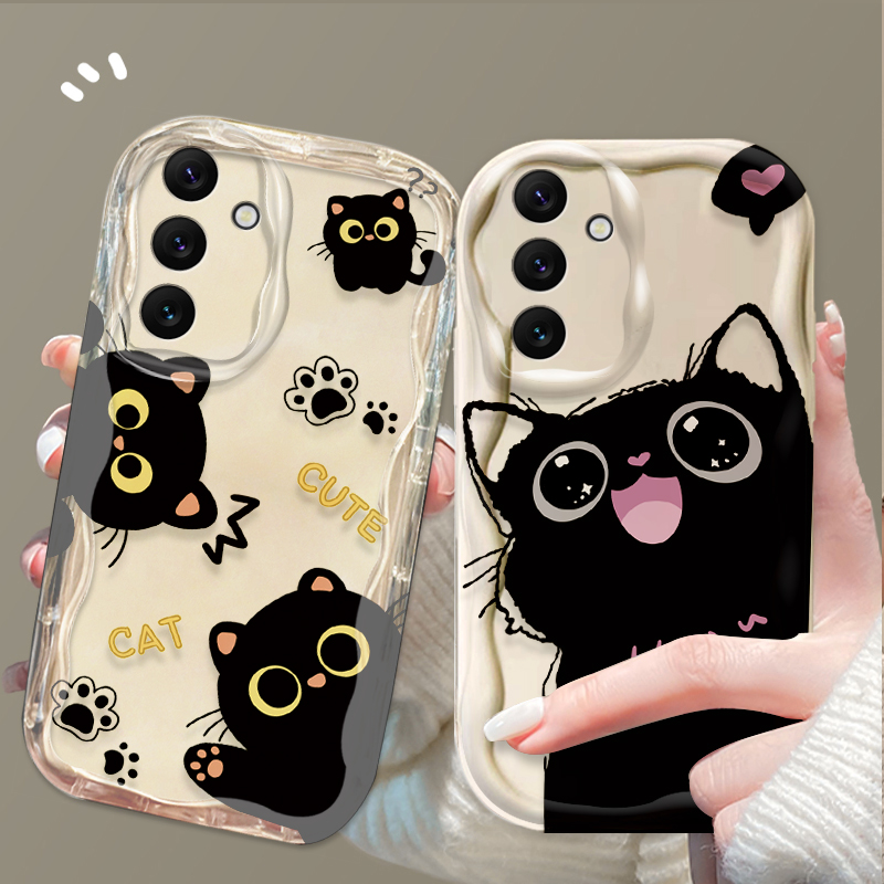 Cute Big Eyes Black Cat Case f – Phone Cases For Samsung A14 recenzja i cena