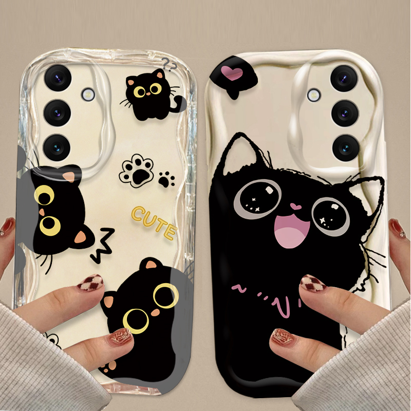 Cute Big Eyes Black Cat Case f – Phone Cases For Samsung A14 recenzja i cena