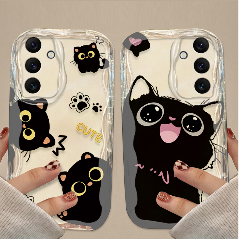 Cute Big Eyes Black Cat Case f – Phone Cases For Samsung A14 recenzja i cena