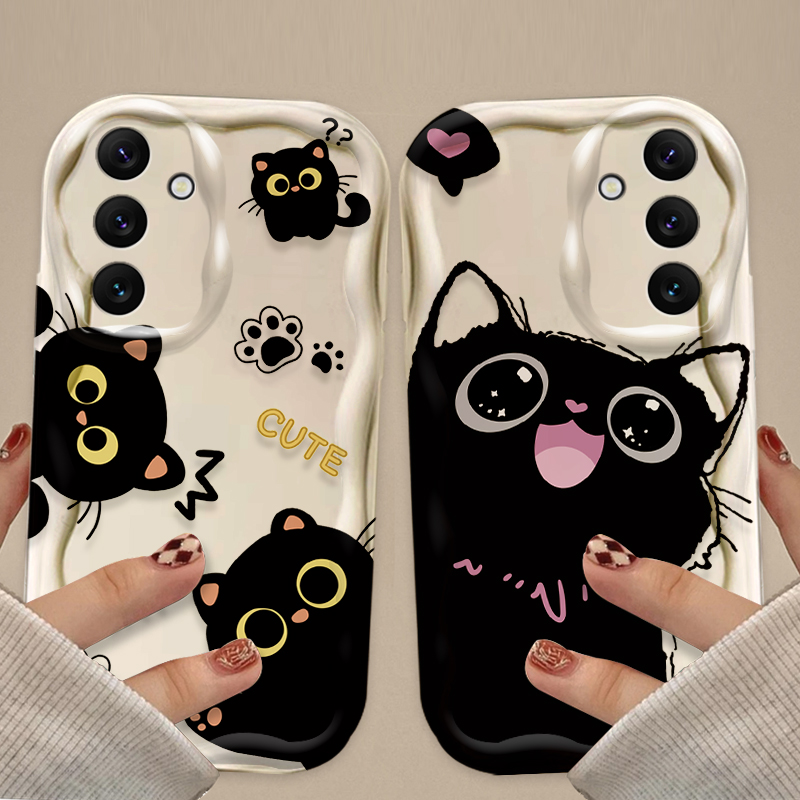 Cute Big Eyes Black Cat Case f – Phone Cases For Samsung A14 recenzja i cena