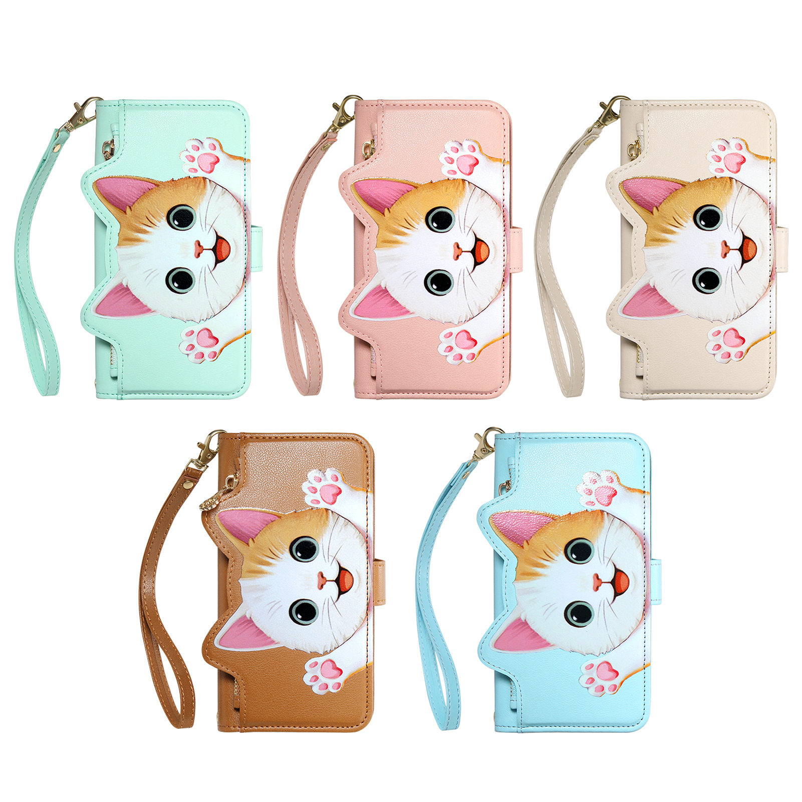 Cute Cat PU Leather Zipper Wri – Phone Cases With Wallet recenzja i cena